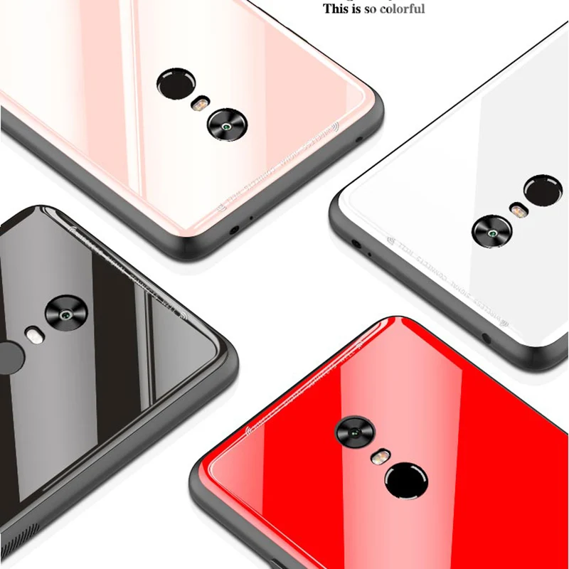 Жесткий чехол для Xiaomi Redmi Note 5/5A/5 Pro/Redmi 4 4X Стекло 9 H задняя крышка черный красный