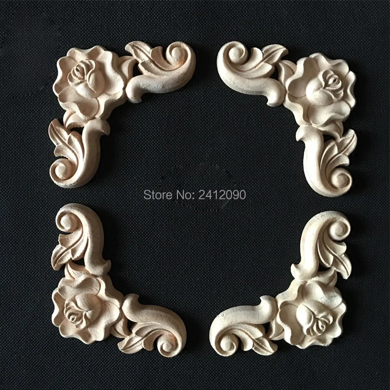 4 шт. Аппликации из натурального дерева нестандартные цветы резьба по дереву