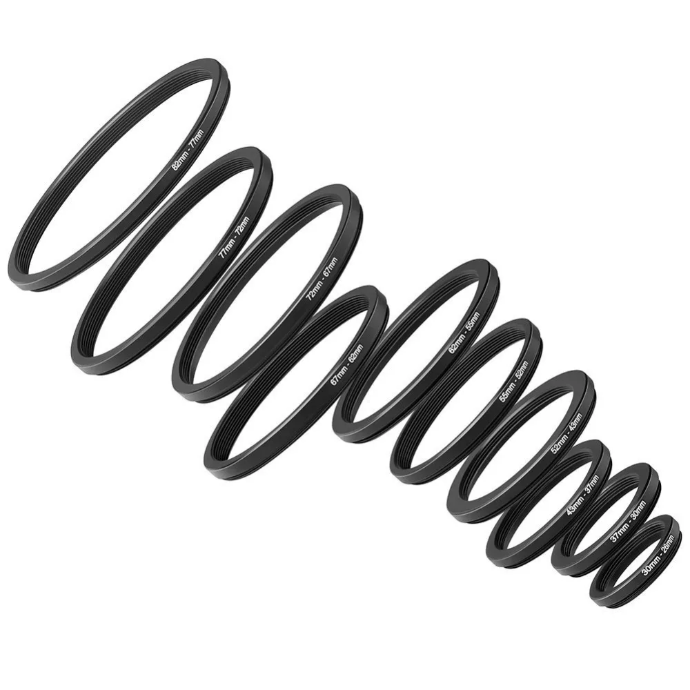 Neewer 10 шт. анодированный черный металлический набор переходных колец|adapter ring|ring