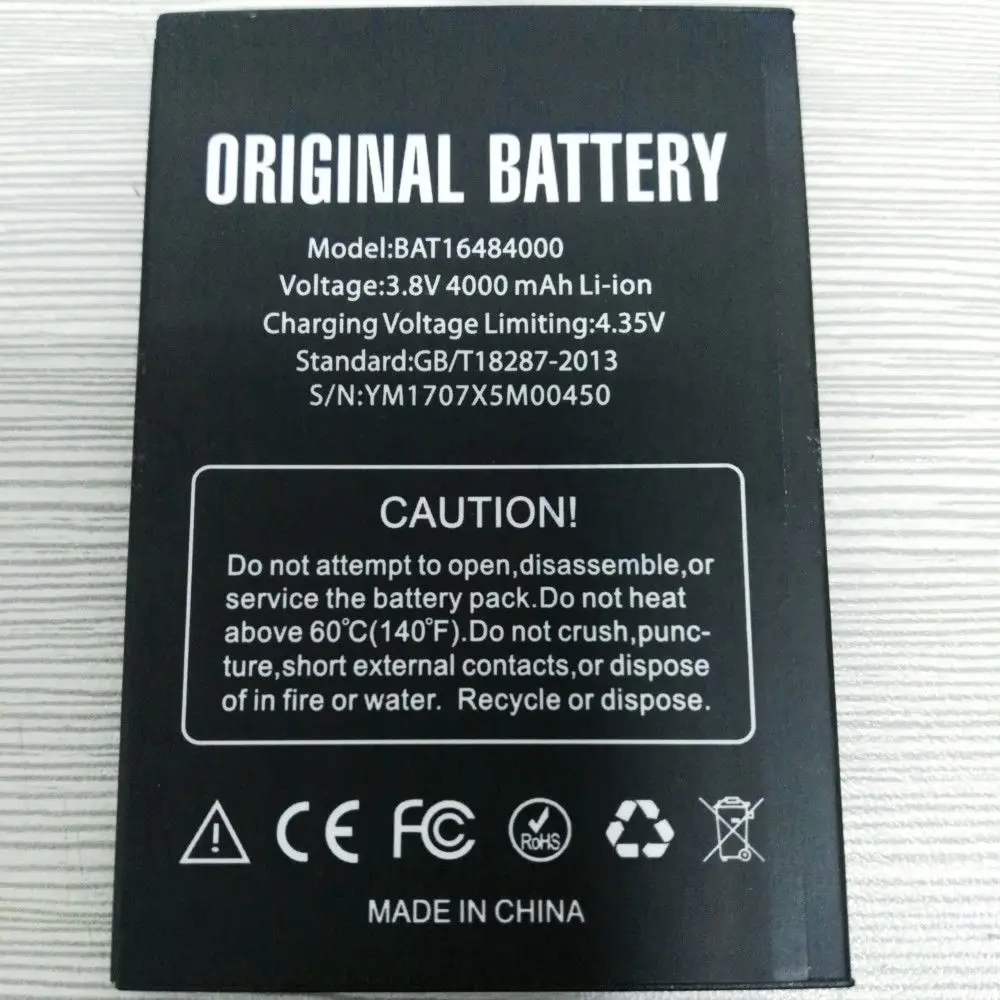 Оригинальный литий ионный аккумулятор BAT16484000 3 8 V 4000mAh для телефона Doogee X5 MAX/X5 Max Pro