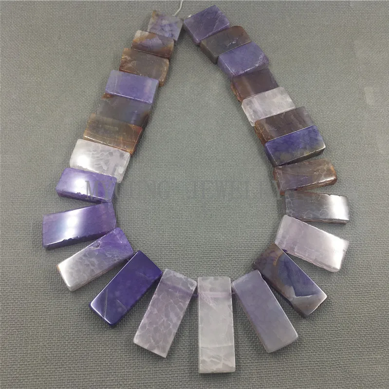 

MY1262 Mix Size Top drilled Purple Rectangle Dragon Veins Agates Slice Slab Beads For Pendant Necklace Jewelry Making