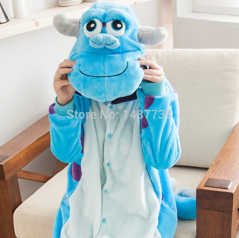 Кигурумы синий Университет Монстров sulley Sullivan комбинезоны пижамы костюм с