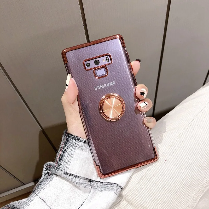 Палец кольцо держатель чехол для samsung Galaxy Note 9 ясно мягкий S8 S9 S10 A6 плюс
