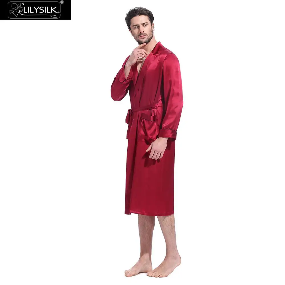 Lilysilk халат мужской кимоно домашняя одежда для мужчин натуральный шелк длинные дизайнерские с длинным рукавом пояса уровня карманы Марка
