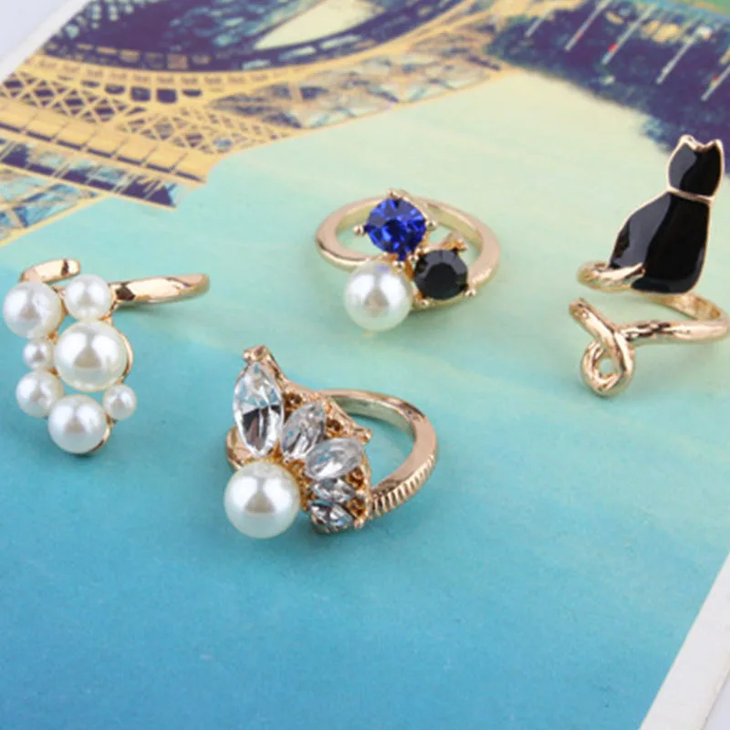 4 вида черный милый кот Белый Искусственный Жемчуг Бусы синий блестящий