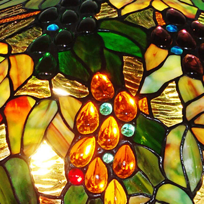 Ручной работы Виноград Стекло Тиффани светодиодные E27 подвесной светильник для