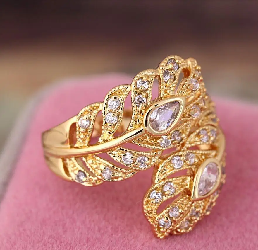 Europe and retro fashion exaggerated ring zircon leaf factory outlet | Украшения и аксессуары