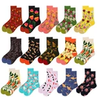 Носки женские из чесаного хлопка, с цветами