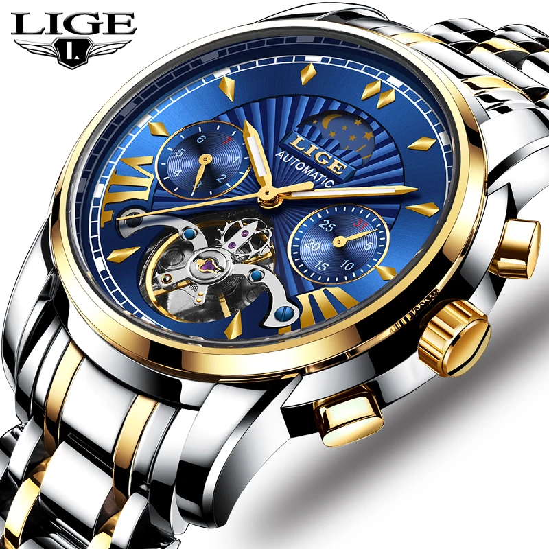 

2019 New Automatic Mechanical Watch LIGE Top Brand Luxury Tourbillon Sport Men Watches Male Casual Waterproof Date Watch Men+Box
