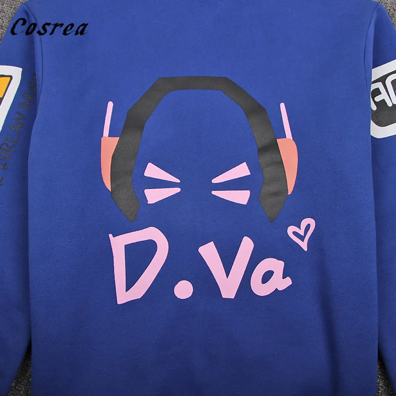 DVA Game OW Cosplay Costume Fashion Hooded Sweatshirts Hoodie Jackets Women Girls D.VA Sport Coat for Christmas Gift Sweatshirt