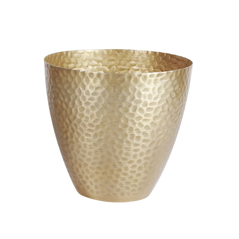 

Metal flower pots planters hammered surface desktop flower vases metal pot