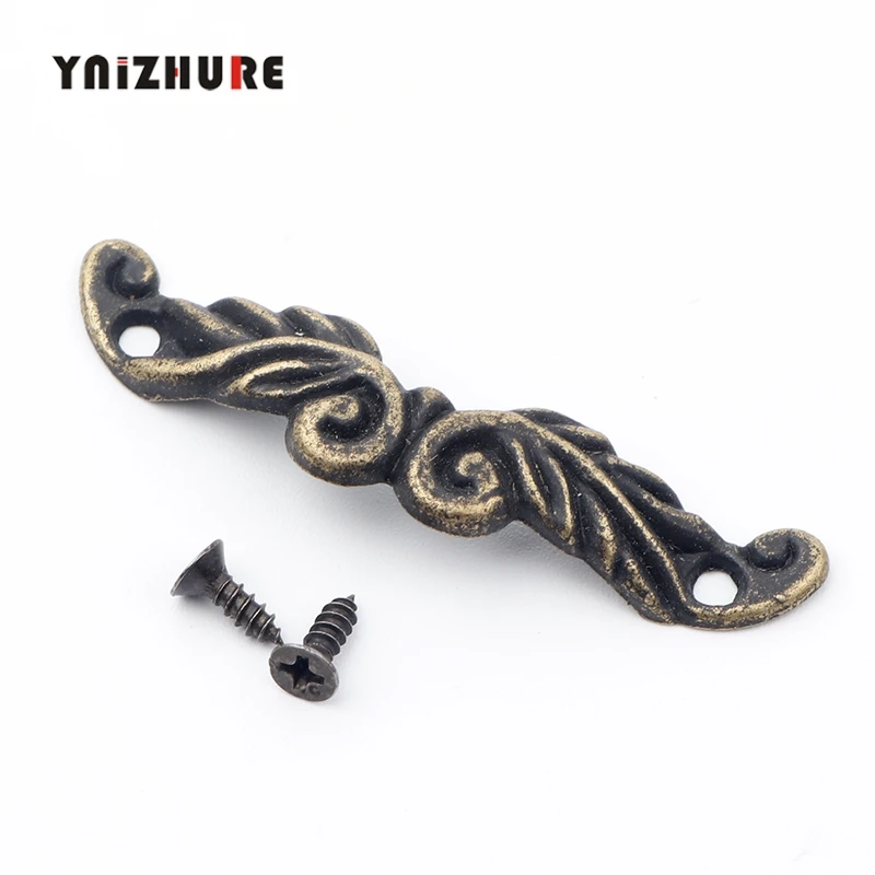 10 шт. 46 мм x 10 мм бронзовые ручки ящика для шкафчика тянет ювелирные изделия коробка ручки с винтами для мебели оборудования