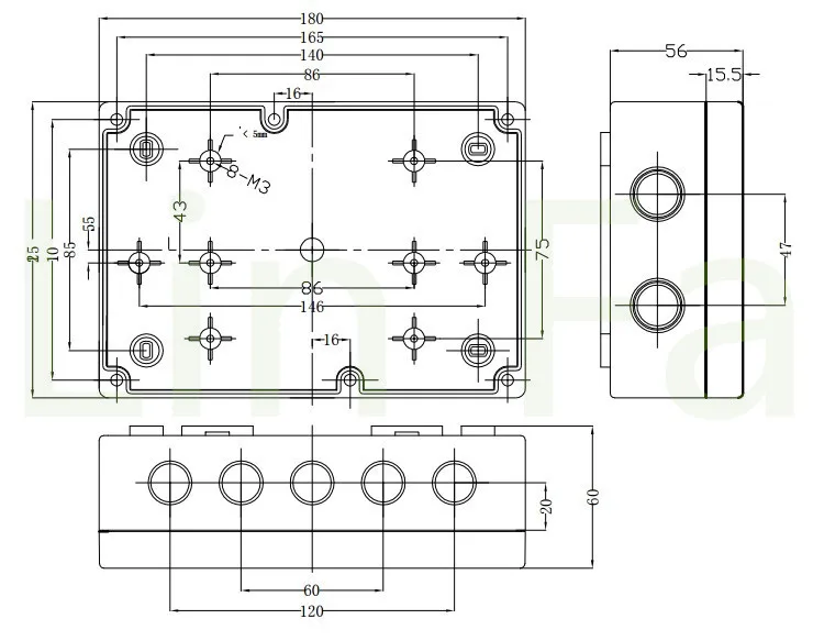 5 шт. пластиковый водонепроницаемый корпус 180*120*57 мм|enclosure waterproof|enclosures for