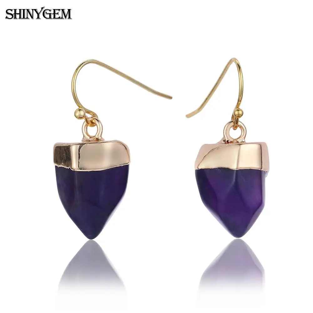 ShinyGem неправильной формы с натуральным кристаллом Серьги драгоценными камнями