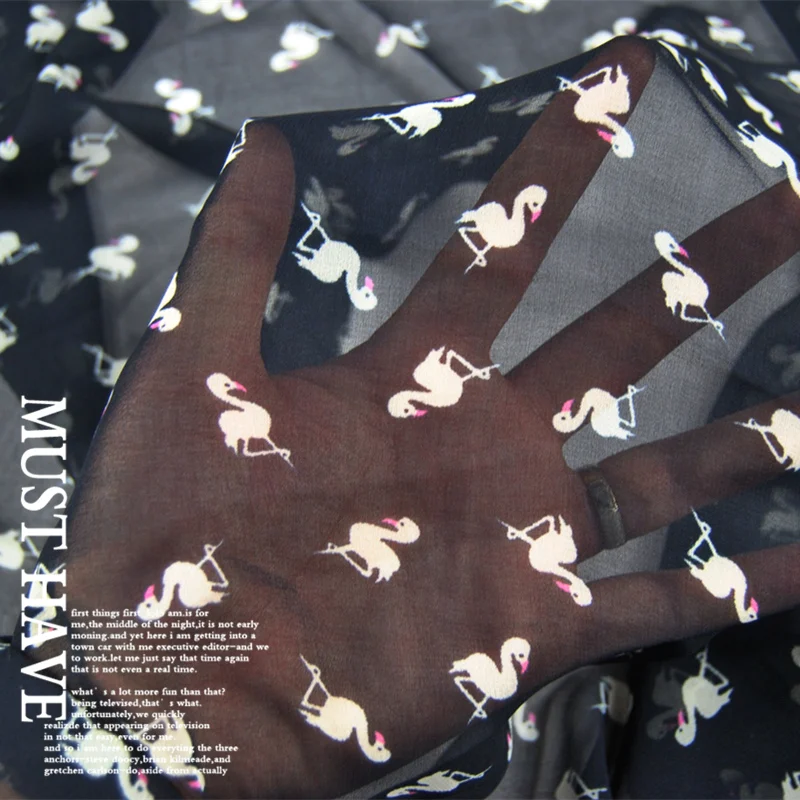 LEO & LIN Фламинго печатная ткань шифоновая печать футболка DIY кран платье (1 метр)|dress