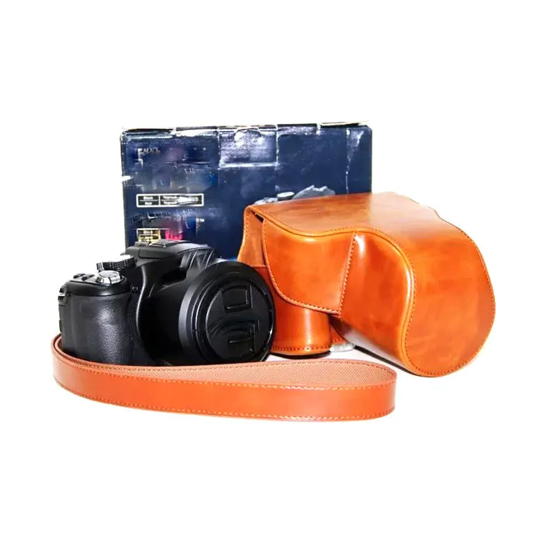 Новый чехол из искусственной кожи для камеры Panasonic FZ200 с ремешком черный