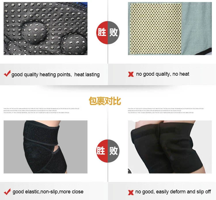 Black Color Neoprene Infrared Self Heating Knee Support Size Adjustable Magnetic Knee Belt