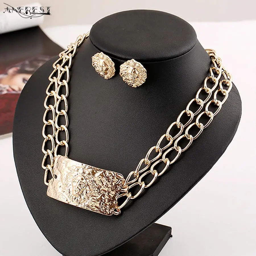 Дубай ювелирные наборы Золотой Лев ожерелье серьги Bijoux Femme колье Обручальное