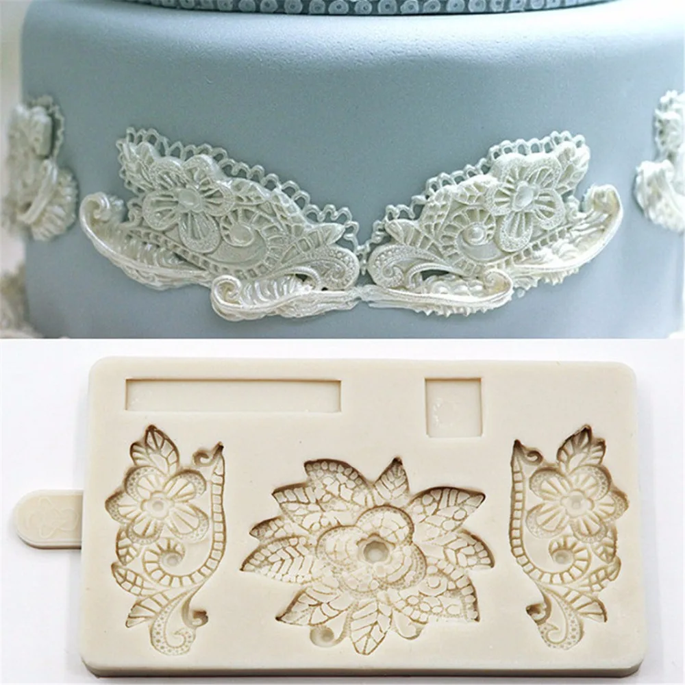 

Flower Swirl Border Pattern Food grade Silicone Mold Mold Fondant Wedding Cake Decoration Candy Baking Tools Chocolate