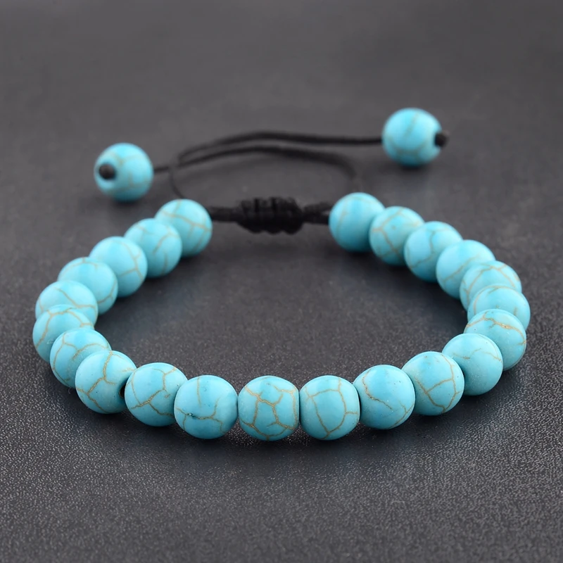 

2019 Teandy 8mm Natural Stone Mala Beads Strand Bracelet Men Fashion Bileklik Buddha Meditation Woven Bracelet Femme