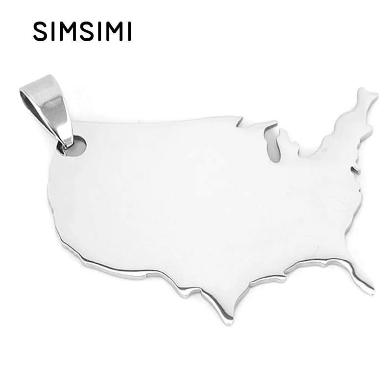 Simsimi карта США высоко польский кулон из нержавеющей стали DIY ювелирное ожерелье
