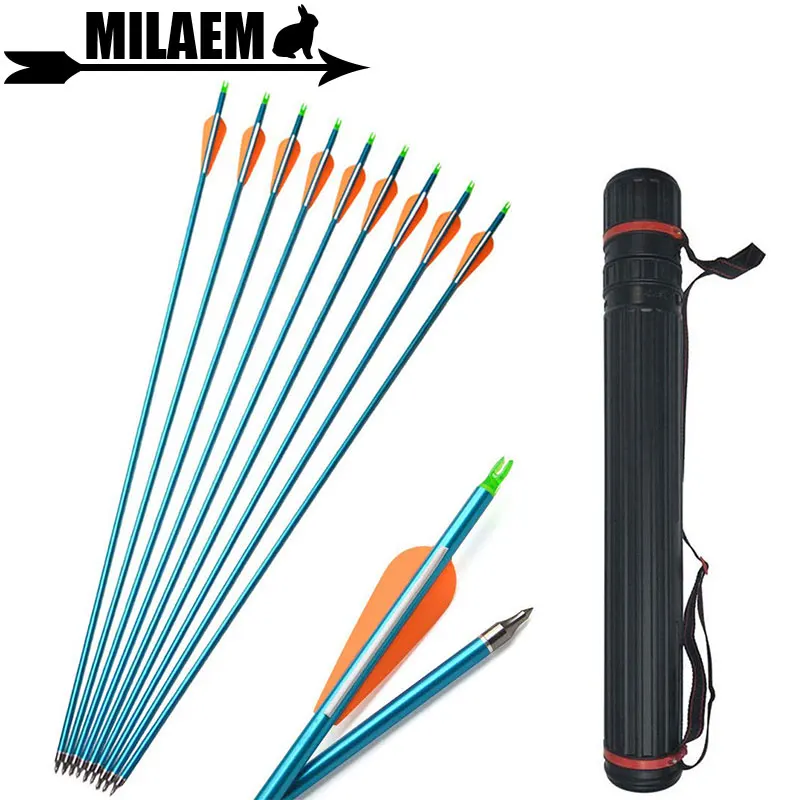 

12pcs Archery Aluminum Arrow With1pc Arrow Quiver 30inch Spine 500 Compound Bow Recurve Bow Shooting Hunting Accessories