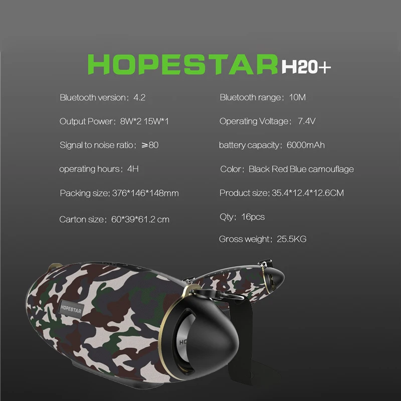 AABB-Hopestar H20 регби 30 Вт Bluetooth динамик Колонка ПК беспроводной портативный мини Водонепроницаемый мега бас стерео открытый сабвуфер T
