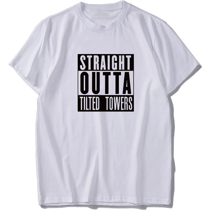 

Straight Outta Tilted Towers T Shirt Summer Short Sleeved Fashion unisex causal funny slogan grunge tumblr cotton Tee Shirt top