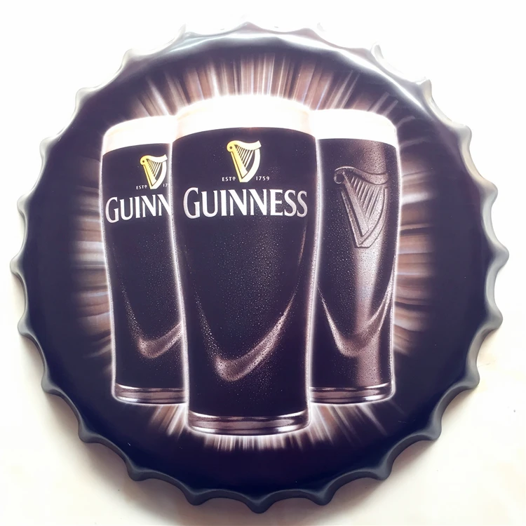 Большая крышка пива GUINNESS жестяная табличка с логотипом винтажная металлическая