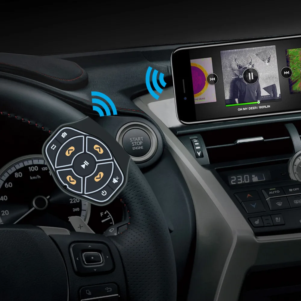 Onever беспроводной Bluetooth руль пульт дистанционного управления медиа Кнопка пульт дистанционного управления мультимедиа MP3 музыкальный плеер для телефона