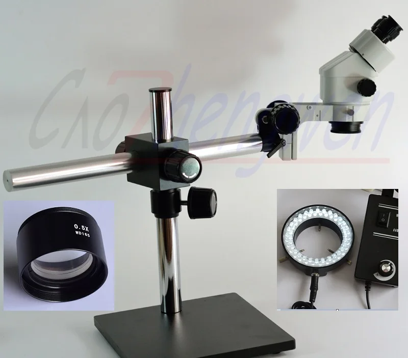 

FYSCOPE 3.5X-45X Binocular Stereo Zoom Microscope on Single Arm Boom Stand monther board inspect scope + 60pcs LED light