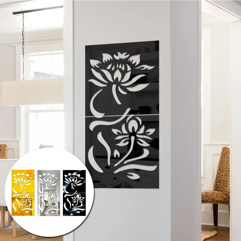 1 SET Wall Sticker Modern Flower Mirror Acrylic DIY Decal Hallway | Дом и сад