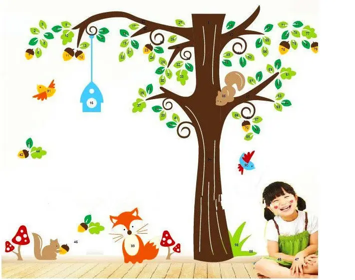 Новый стиль Большие лесные животные клетка для птиц на дереве стикер стену