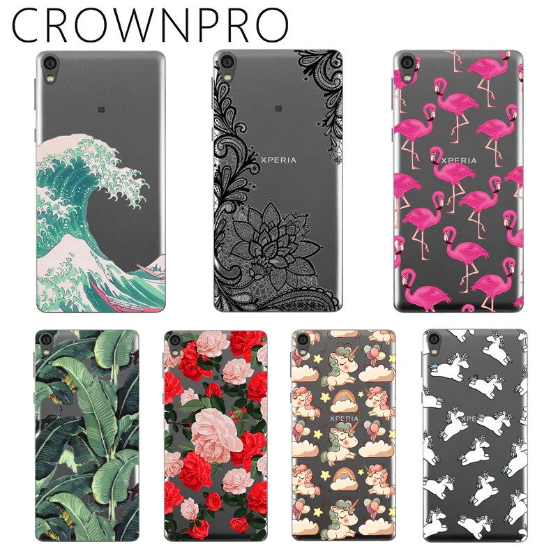 CROWNPRO Мягкий силиконовый чехол из ТПУ для Sony Xperia E5 F3311 F3313 с цветным рисунком задняя