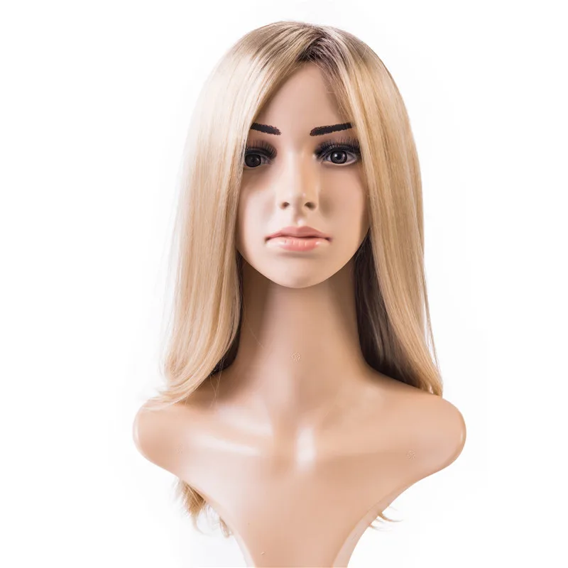 

Blonde Gradient Wigs High Temperature Fiber Synthetic Hair Pieces Long 20inch Machine Made Side Parting Wig for the White Women