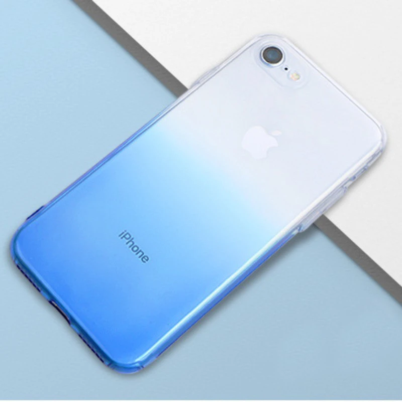 Transparent Cases For iPhone 7 Phone Gradient Color 8 8Plus 7PLUS 6 6S 5 5s Case Clear Shockproof Soft TPU Protect Back Cove |