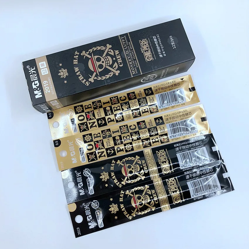 

(48 Pieces/Lot) Bullet 0.5mm Black Cute Gel Ink Pen Refills For Writing Novelty Cartoon One Piece Anime Design Stationery M2019