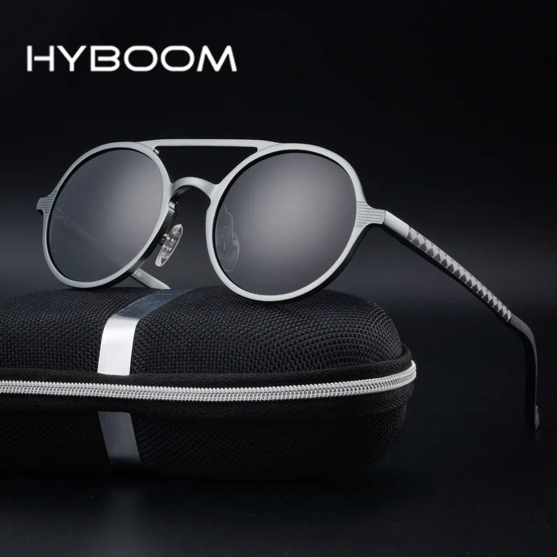 HYBOOM Роскошные ретро круглые поляризованных солнцезащитных очков для Для мужчин