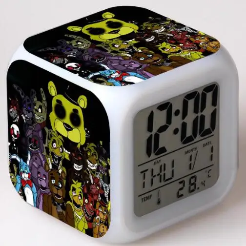 5 Five Nights At Freddy's 7 цветов светодиодный Будильник FNAF Bonnie Foxy Freddy Fazbear часы с дизайном «Медведь» ночные световые часы игрушки - Цвет: 5
