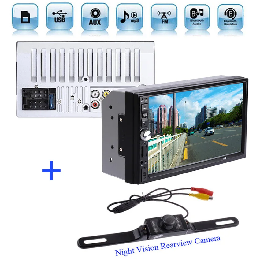 Автомобильная камера заднего вида для парковки + 2 DIN Bluetooth аудио 7 &quotHD сенсорный