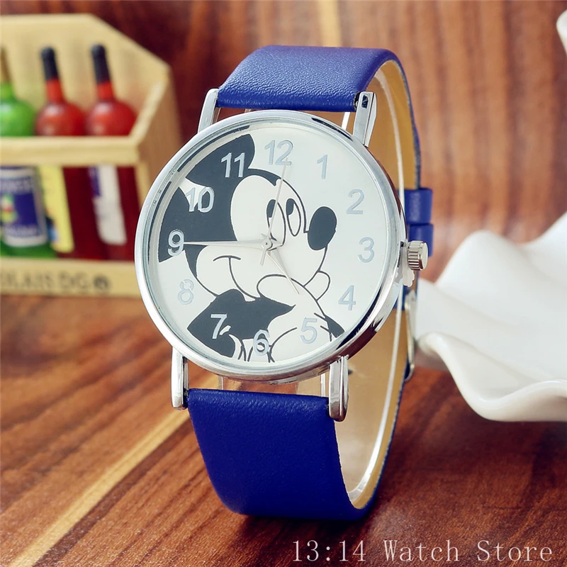 Reloj infantil новые детские часы женские модные повседневные студенческие часы с Микки Маусом для девочек и мальчиков детские часы кожаные кварцевые наручные часы