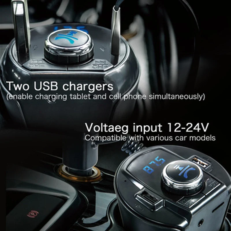 APRICOTCAR чашки Тип Bluetooth Автомобильный Mp3 FM передатчик Радио синего света цифровой
