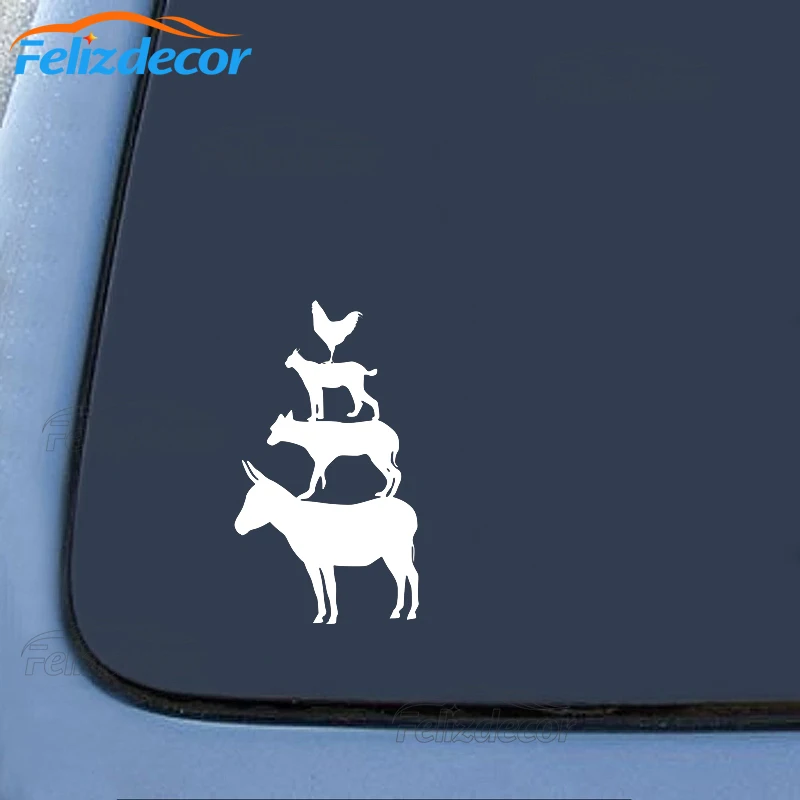 Высокий стикер 15*26 см автомобильная наклейка с изображением четырех животных