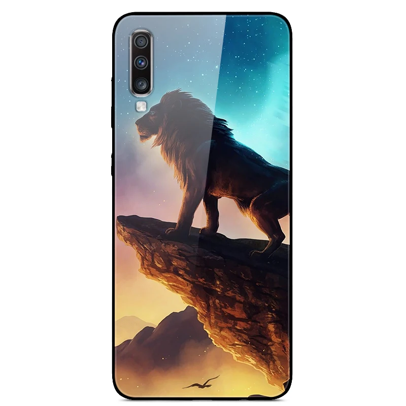 Для Samsung A70 чехол из закаленного стекла с принтом Чехлы для Galaxy Coque A 70 Жесткий
