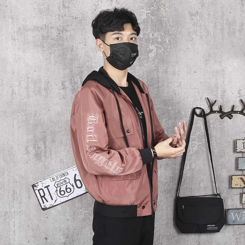 2018 весна и осень Для мужчин новый японский Тонкий с капюшоном куртка вышивкой