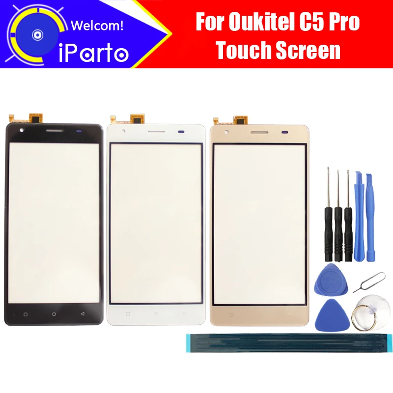

5,0 дюймов Oukitel C5 Pro дигитайзер сенсорный экран 100% гарантия оригинальная стеклянная панель сенсорный экран для C5 Pro + Инструменты + клей