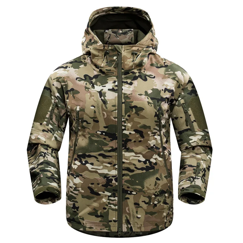 Открытый Акула кожа мягкая оболочка Stormcoat камуфляжное худи ловли свитер