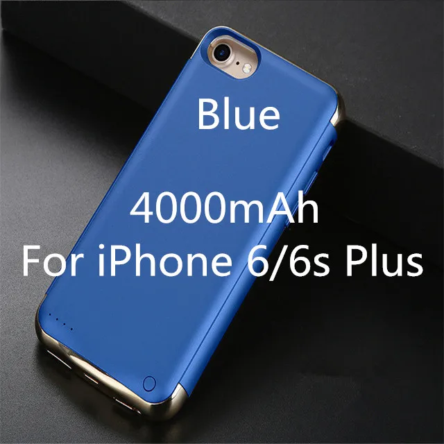 Мощность банка чехол для iPhone 6/6s/iPhone 7 Plus/8 Расширенный телефон Батарея Мощность чехол для iPhone 6 Plus/6s/7/8 Plus Портативный Батарея Зарядное устройство Чехол - Цвет: Blue For 6 6s Plus