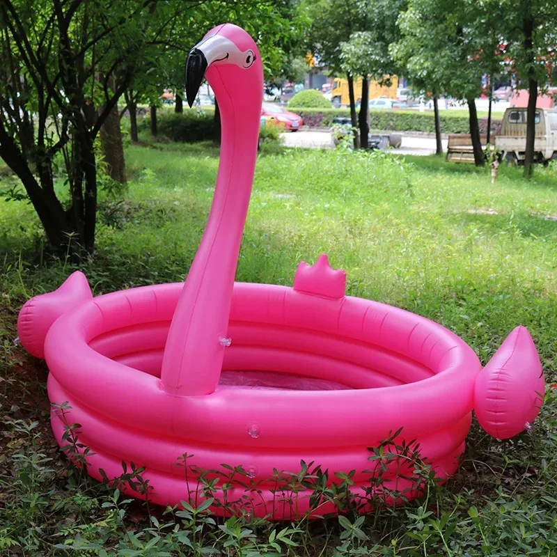 

150*150*115cm Trinuclear Giant Inflatable Flamingo Swan Pool For Children Portable Outdoor Basin Bathtub Water Fun Swim Bath Toy