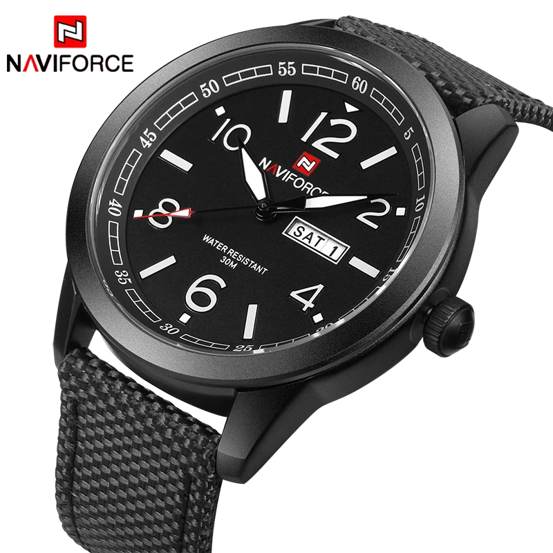 Часы NAVIFORCE мужские спортивные кварцевые с нейлоновым ремешком|masculino|masculinos